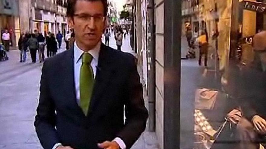 Feijóo defendiendo el textil gallego en la calle