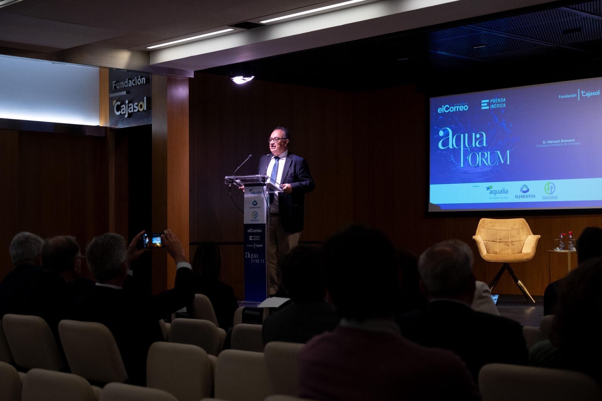 Manuel Romero, consejero delegado de EMASESA, durante el encuentro AQUAFORUM 2025