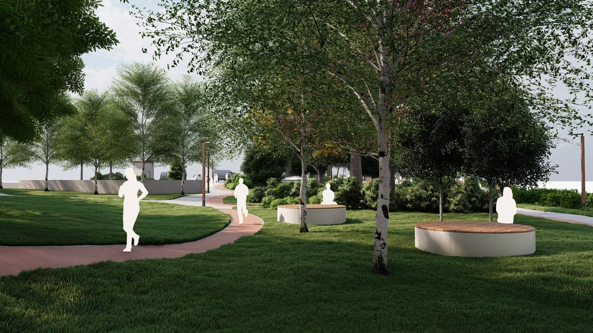 Infografías del futuro parque de La Reconquistas en la zona oeste de Pola de Siero