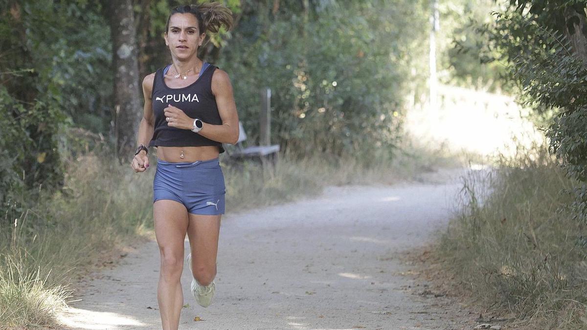 Ester Navarrete, durante un entrenamiento de la pasada semana en Vigo.