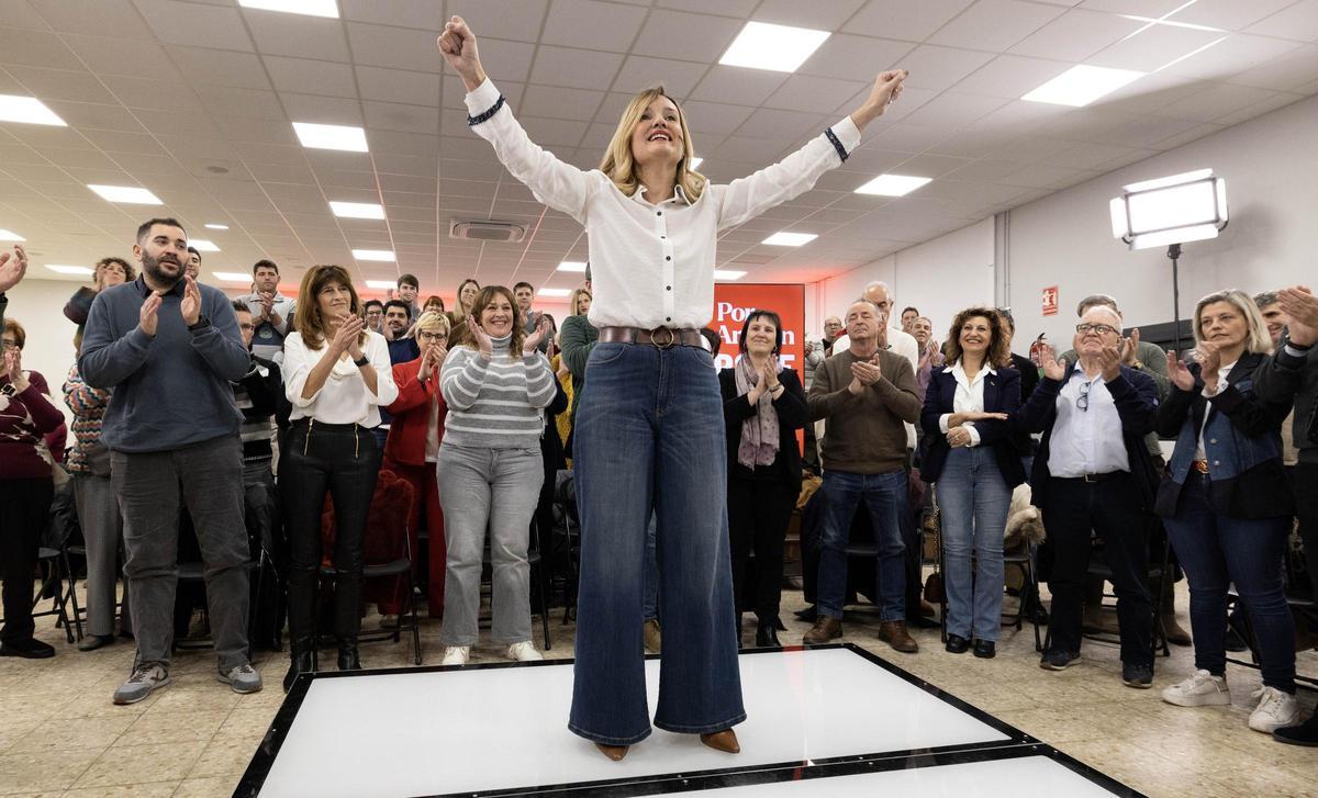 Pilar Alegría, en la presentación de su candidatura en La Zaida, el pasado sábado.