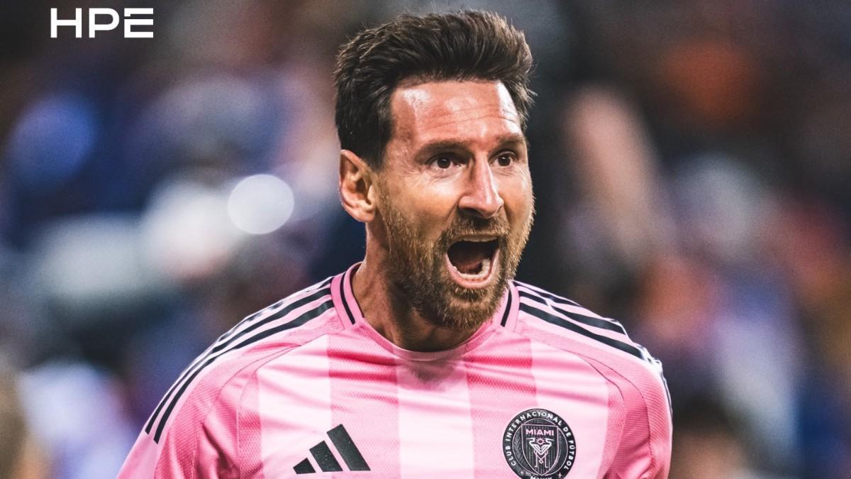Leo Messi celebra su gol 35 esta temporada ante Cincinnati