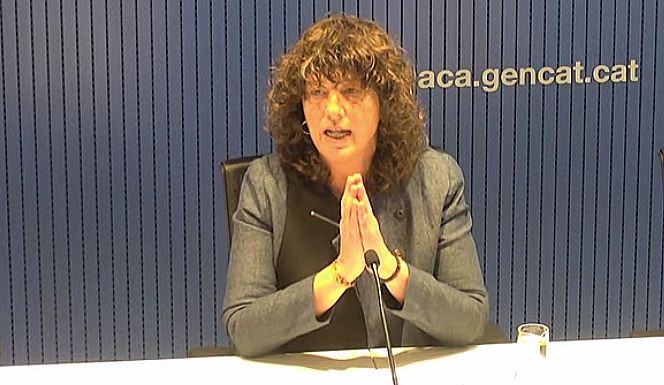 Teresa Jordà durante la presentación de la campaña para promocionar el bono social del canon del agua.