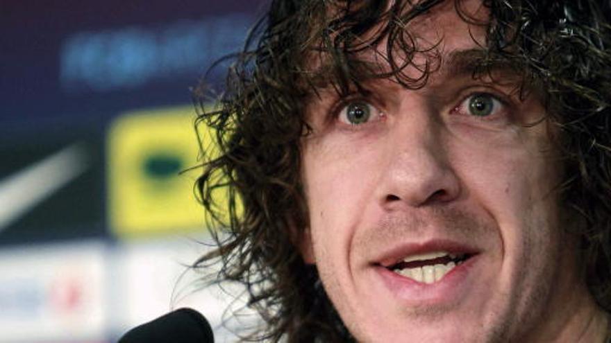 Carles Puyol, en rueda de prensa.