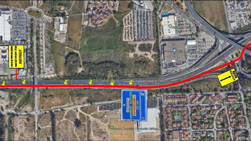 Cortes nocturnos de tráfico en la MA-20 por la reparación de una estructura