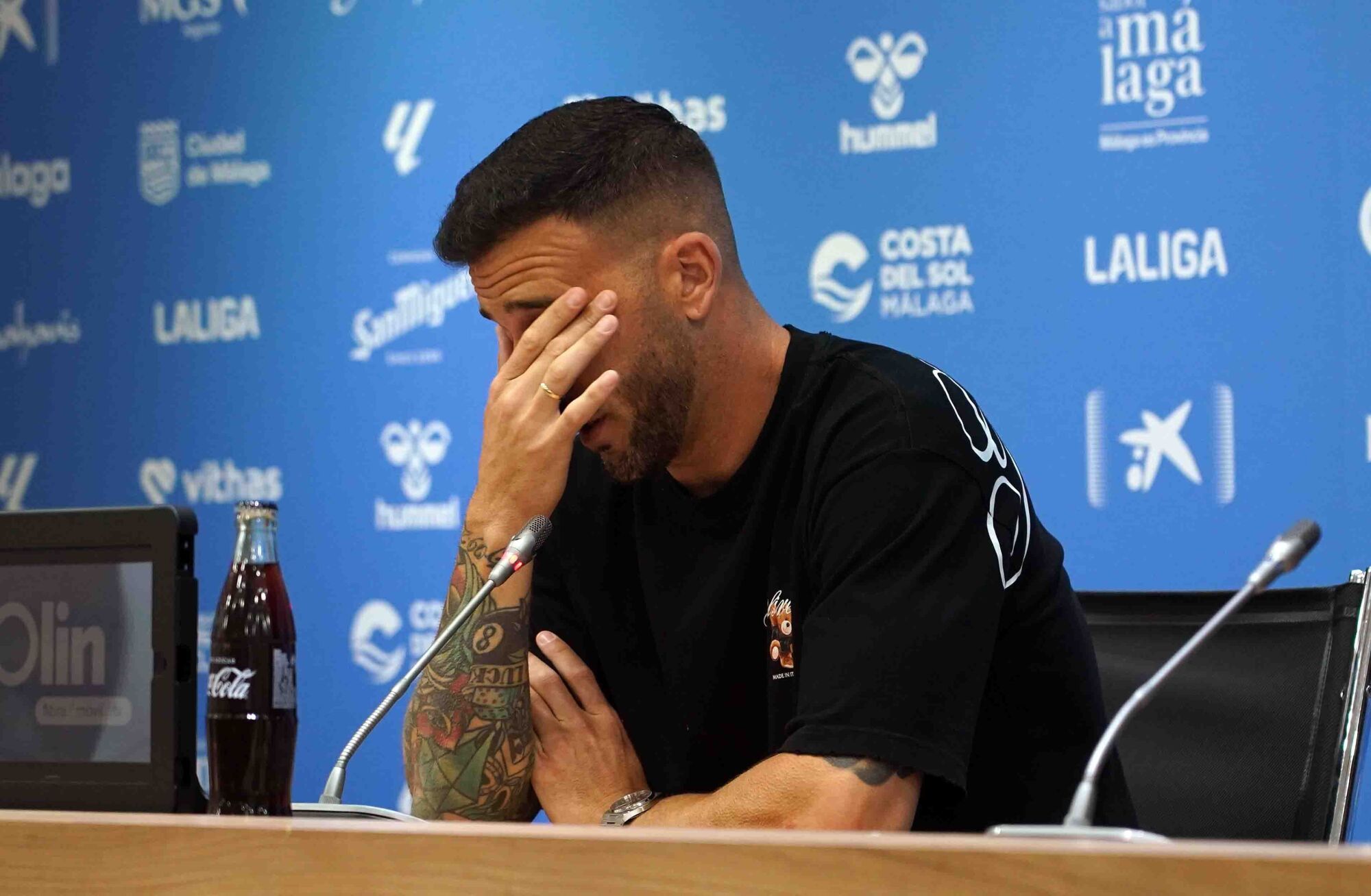 Despedida del jugador del Málaga CF, Dioni donde se ha despedido hoy en rueda de prensa