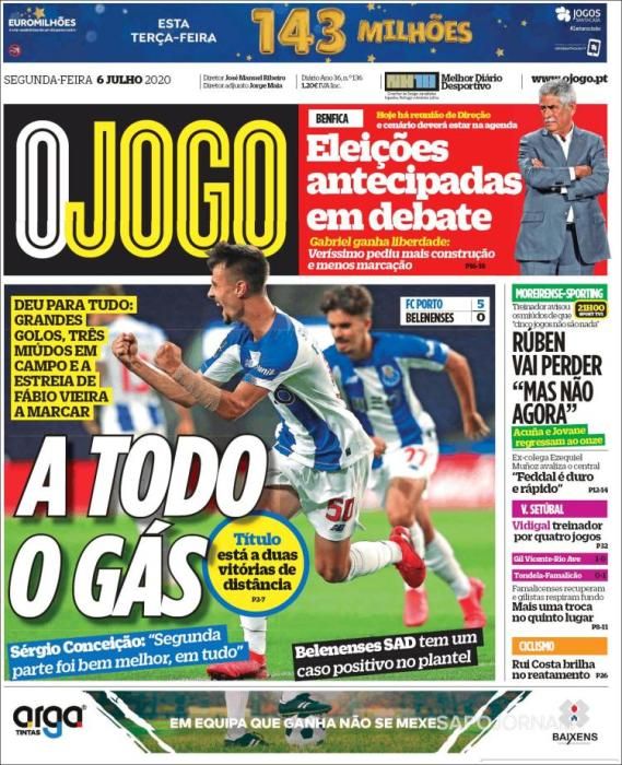 Portada O JOGO lunes 6 julio 2020