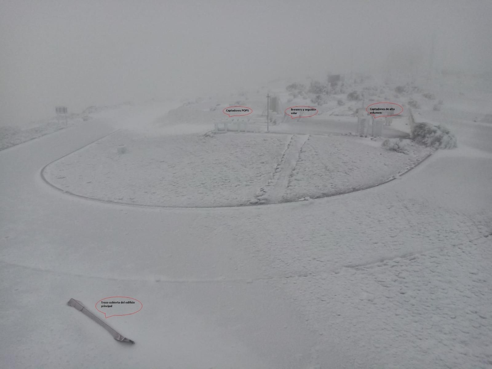 The Izaña meteorological center, blocked by ice and snow