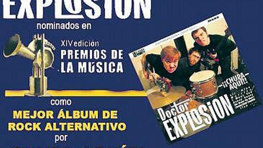 Cartel anunciando la candidatura con el álbum de «Doctor Explosion».