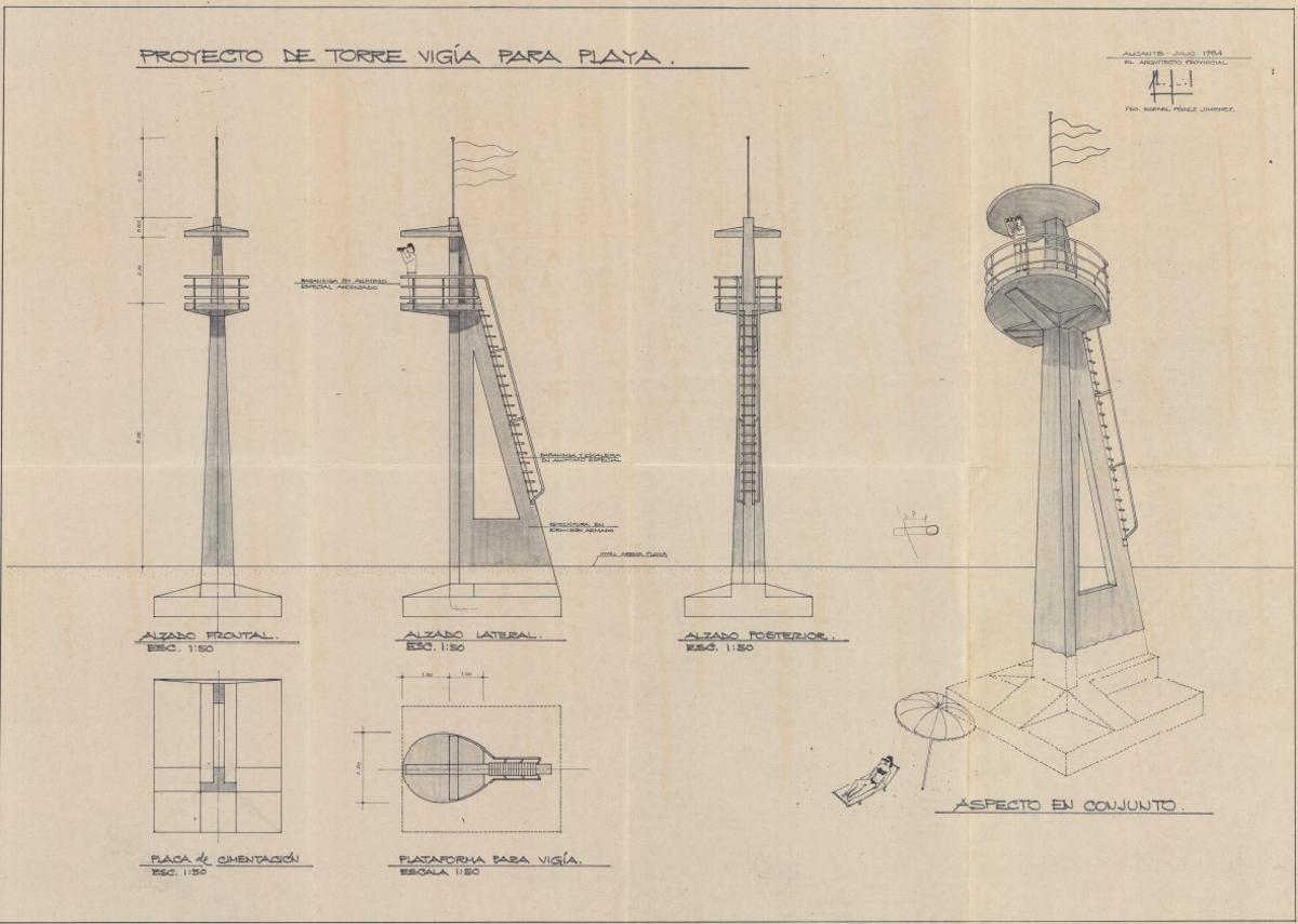 Proyecto de la torre vigía del arquitecto Rafael Pérez Jiménez.
