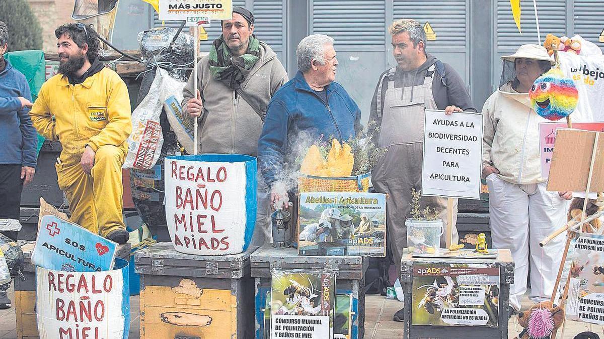 La protesta a las puertas de la Conselleria de Agricultura.