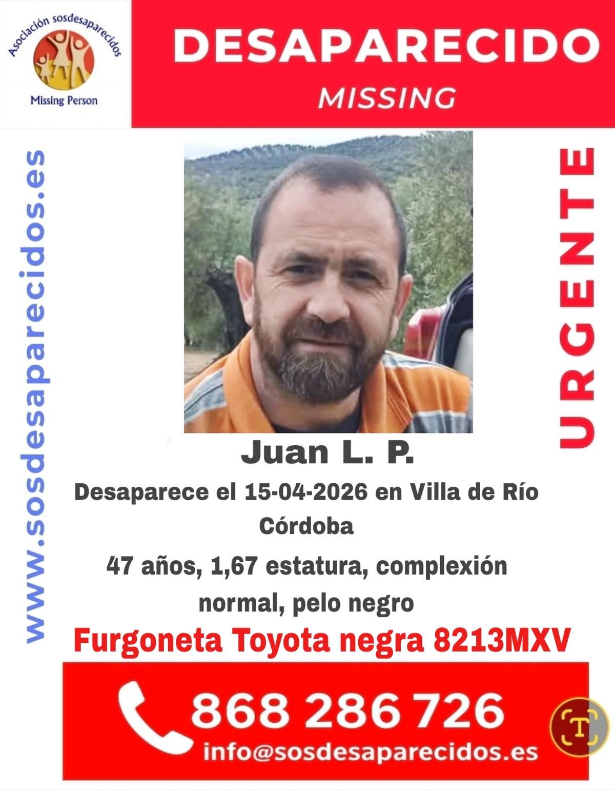 Imagen de Juan L. P., distribuida por SOS Desaparecidos.