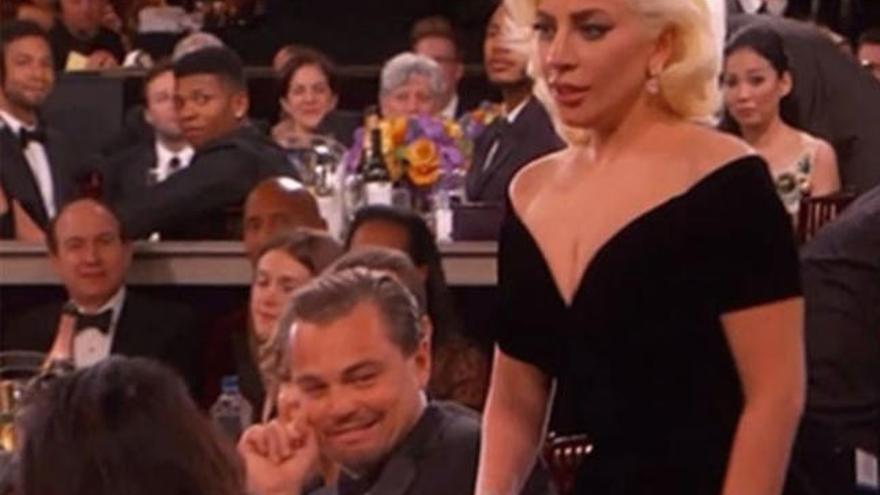 DiCaprio i Lady Gaga durant la gala dels Globus d&#039;Or