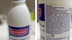 Sanitat retira un lot d’Optisana Alcohol 96º amb clorur de benzalconi per etiquetatge incorrecte
