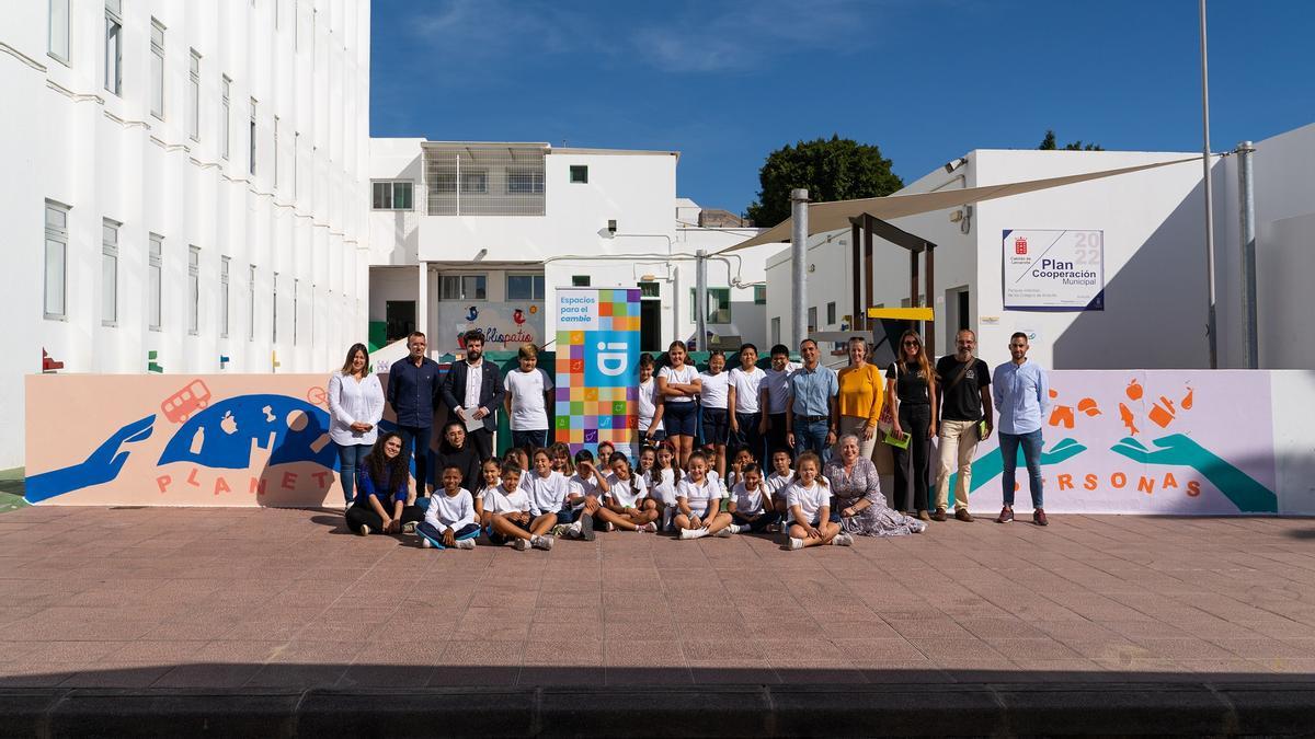 Escolares en el Colegio Benito Méndez Tarajano, en el barrio de Titerroy, en Arrecife.