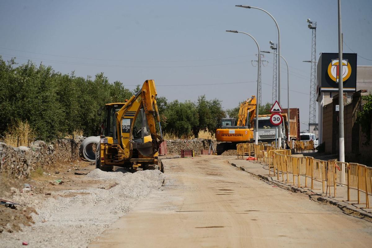 Obras en la circunvalación este de Pozoblanco, en una imagen de archivo.