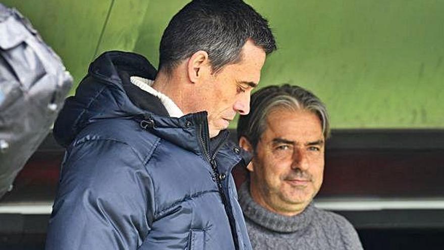 Carmelo del Pozo y Natxo González, el sábado en Riazor antes del partido contra el Rayo Majadahonda.