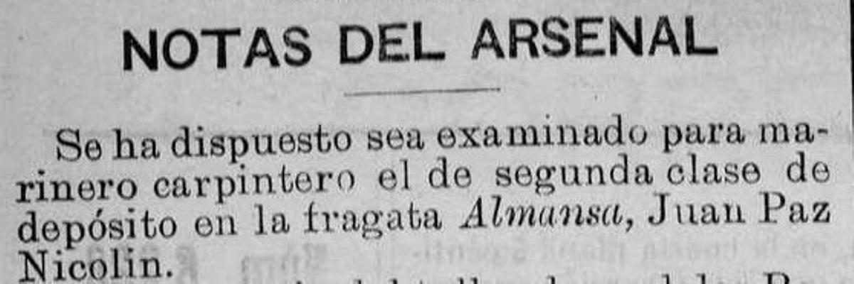 Nota de prensa de El Correo Gallego, do 27 de agosto de 1896, na que se cita a Juan Paz Nicolín.