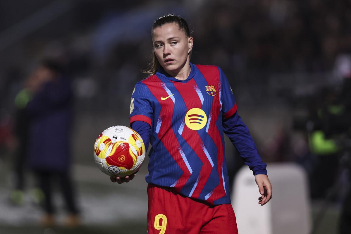 Claudia Pina, jugadora del FC Barcelona, en el partido contra el Badalona