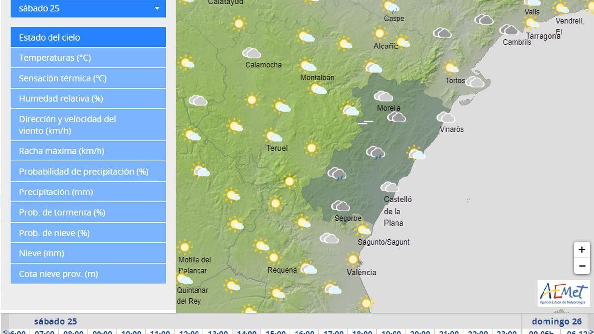 Esta es la predicción de AEMET el sábado a las 14 horas.