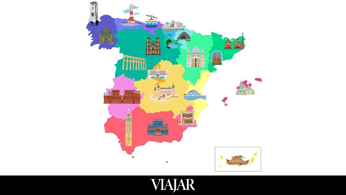 El mapa con las atracciones turísticas más bonitas de España