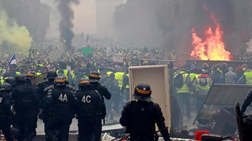 Una protesta de los &#039;chalecos amarillos&#039;.