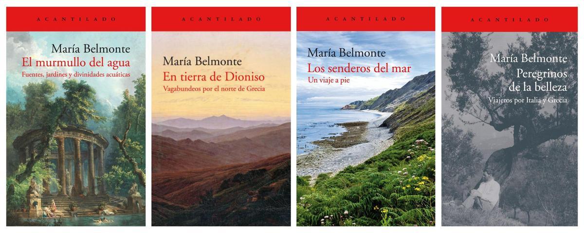 Las obras publicadas por María Belmonte en la editorial Acantilado hasta la fecha.