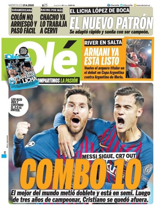 Portada OLÉ miércoles 17 de abril de 2019