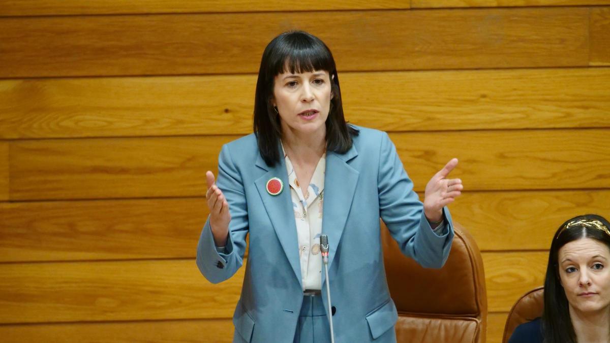 La portavoz nacional del BNG, Ana Pontón, durante su intervención en el Parlamento