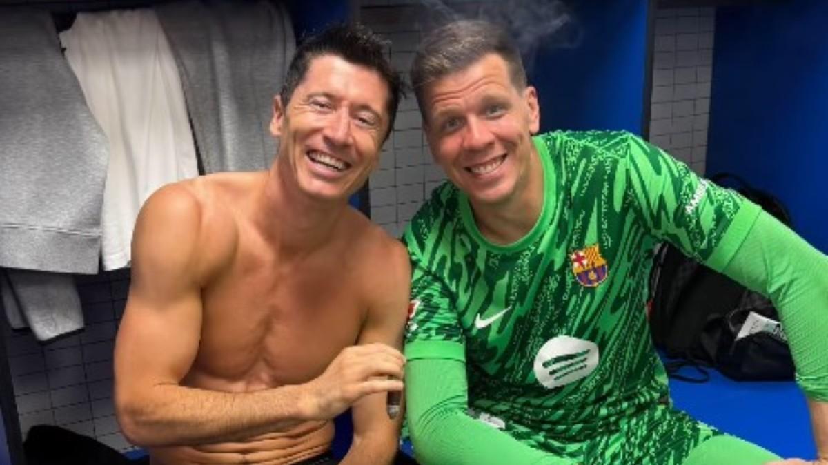 Lewandowski festejó con un puro en la mano