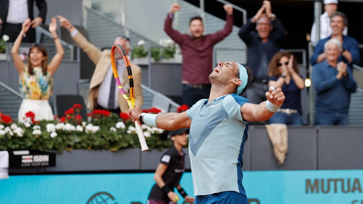 Nadal celebra su victoria ante Goffin