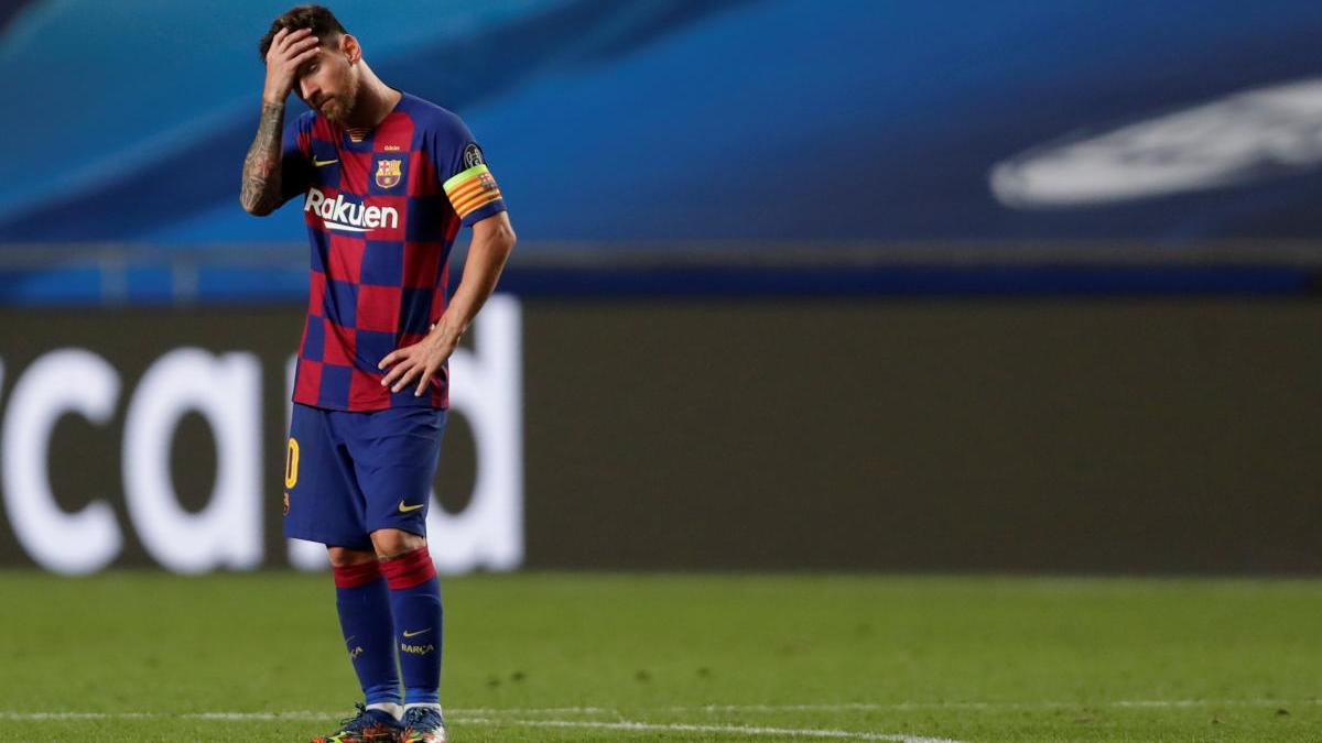 Leo Messi en el seu últim partit amb el FC Barcelona, en els quarts de final de la Lliga de Campions i davant del FC Bayern de Munic.