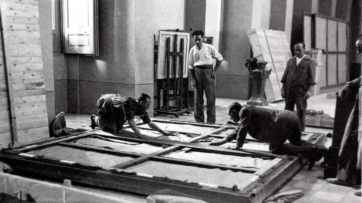 Embalaje para el traslado de las obras del Prado durante la Guerra Civil.