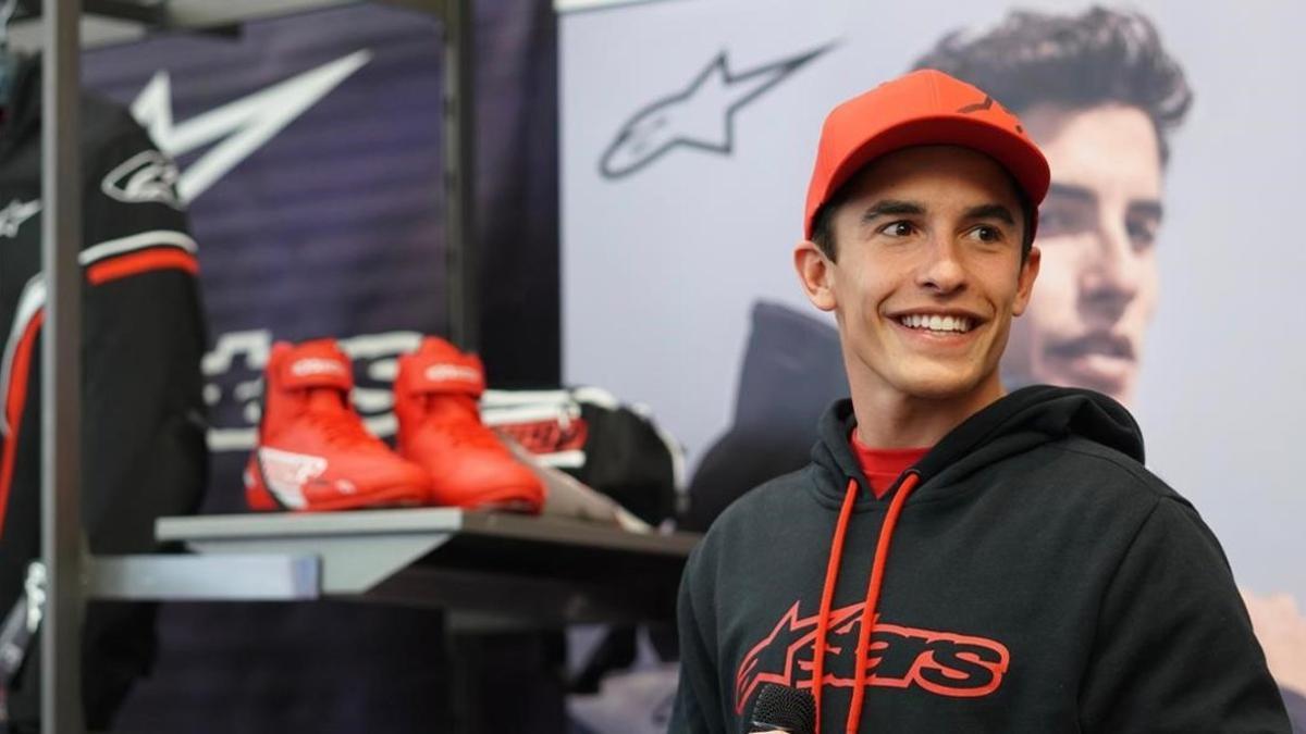 Marc Márquez, hoy, en Le Mans, en la presentación de su MM93 Collection, ropa para motoristas.