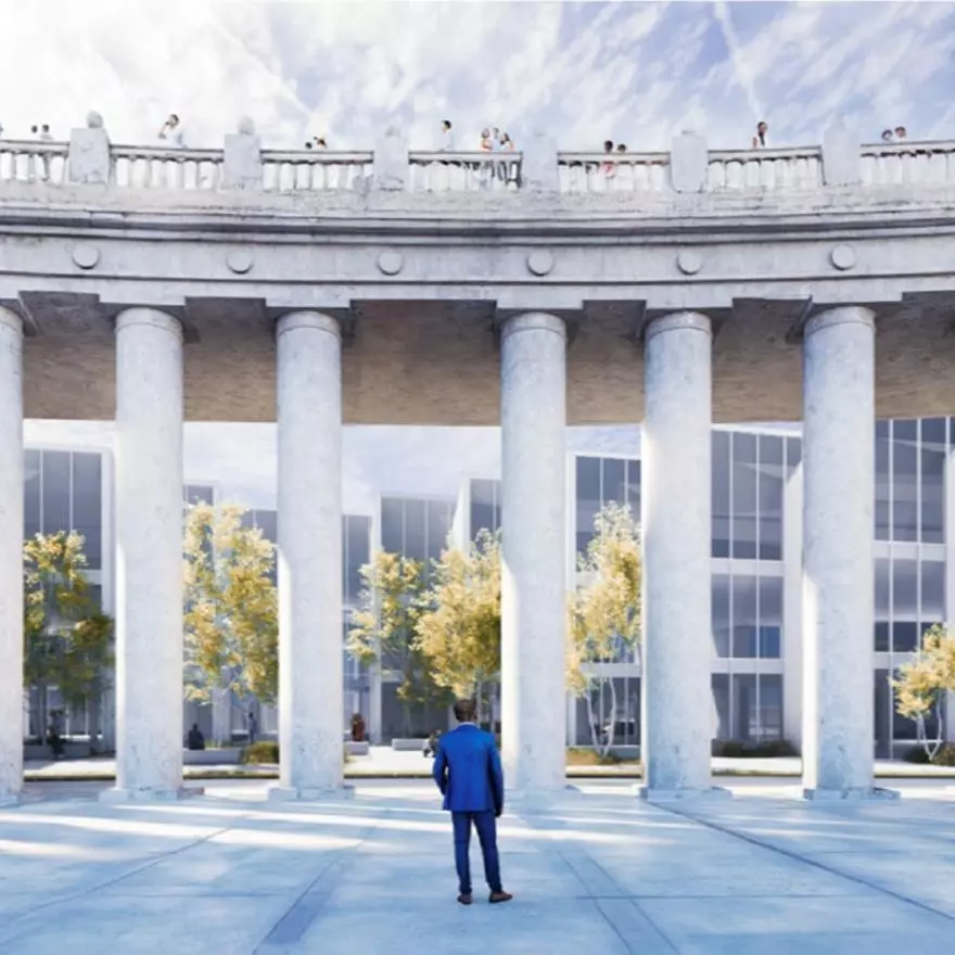 La fachada de Gran Via y plaza Espanya