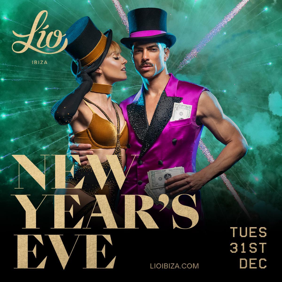 Cartel promocional de la fiesta de Nochevieja de Lío Ibiza.