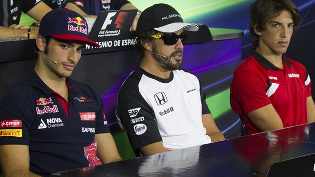 Sainz Jr, Alonso y Merhi, en rueda de prensa