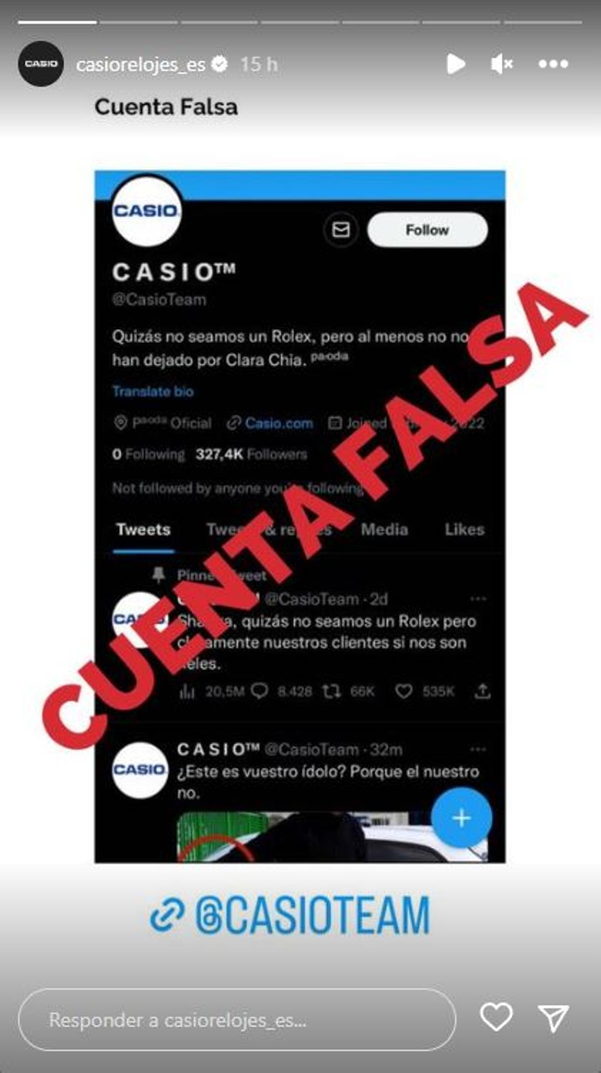 Casio denuncia que varias cuentas en redes sociales se han hecho pasar por la empresa