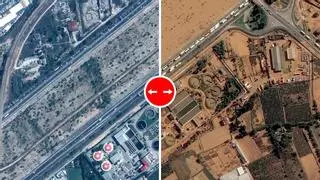 Antes y después de la DANA: Las imágenes de satélite muestran los estragos del temporal en Valencia