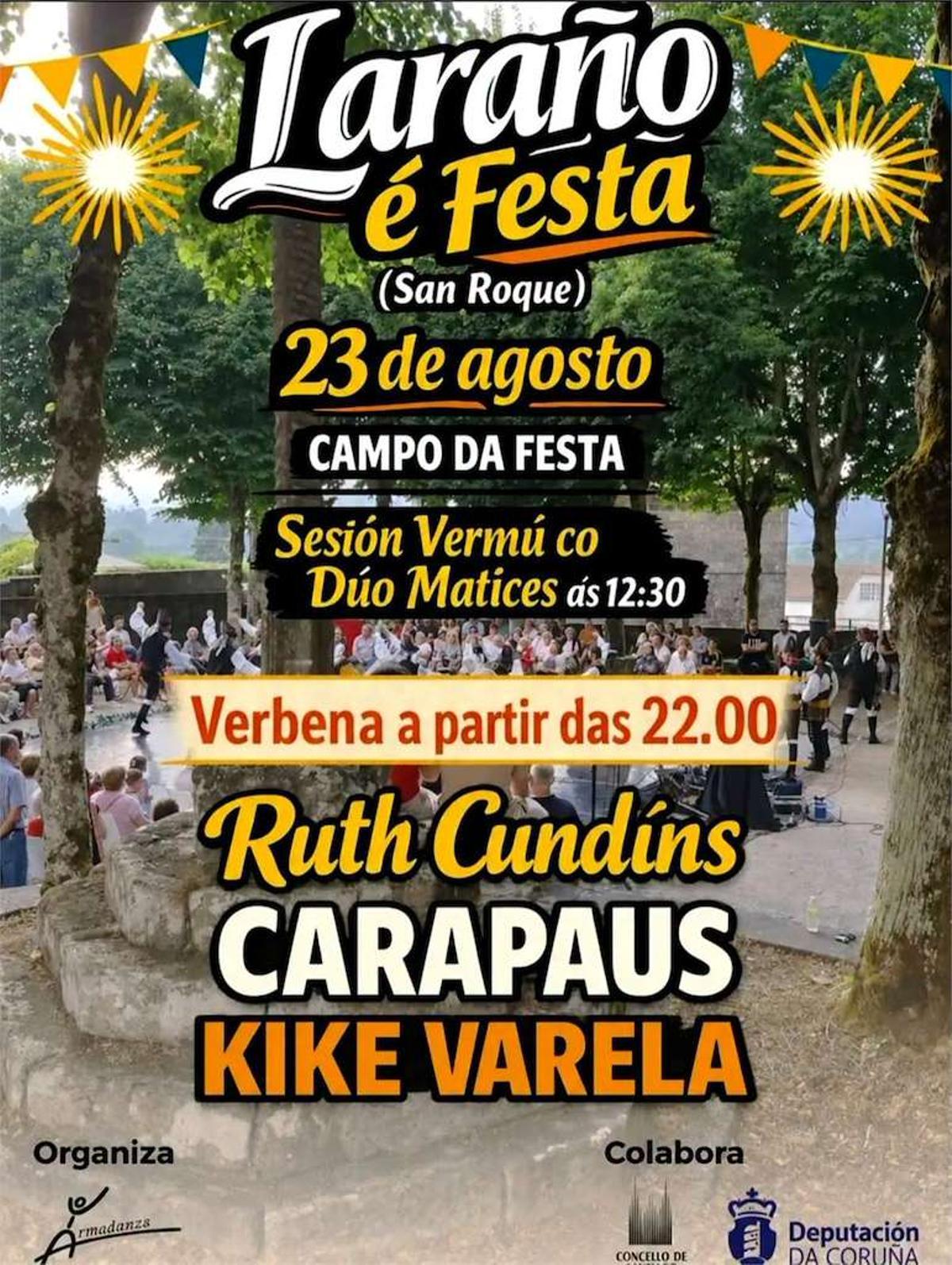 Cartel de las festas de San Roque en Laraño