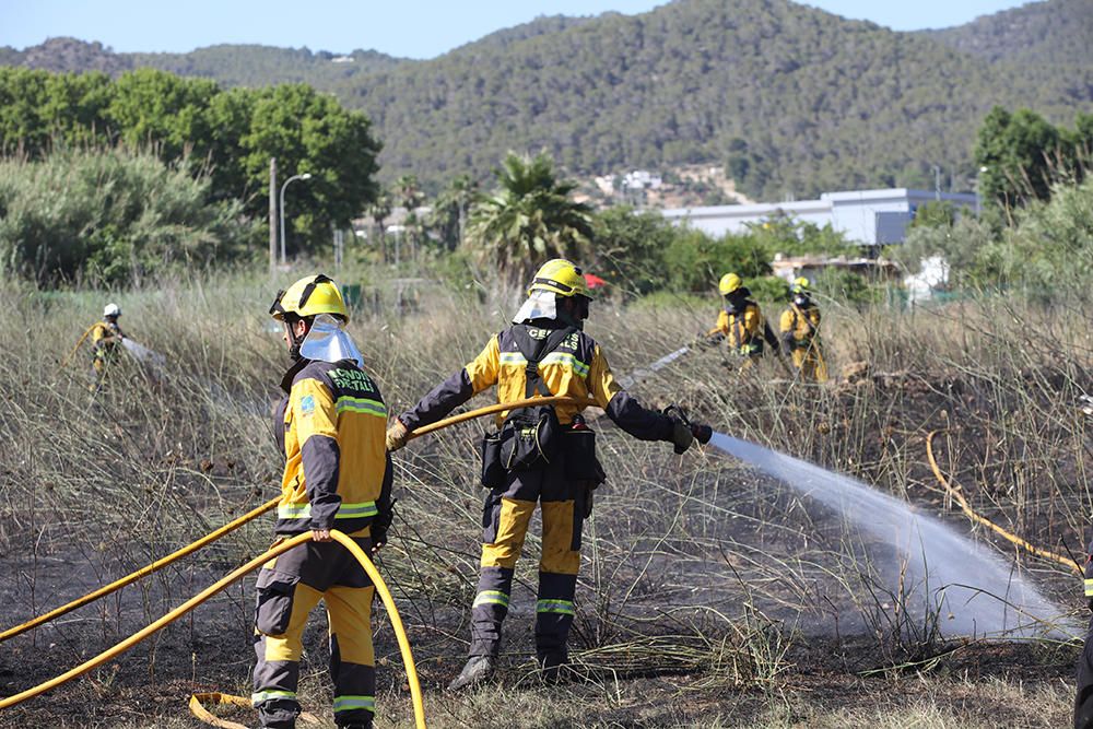 Incendio en una zona de rastrojos en Sant Antoni