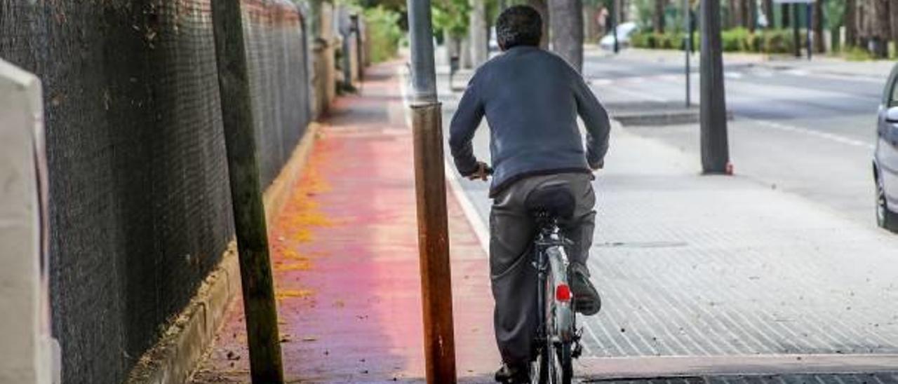 Los cicloturistas deben de estar en alerta para no chocar con farolas, árboles o maleza.