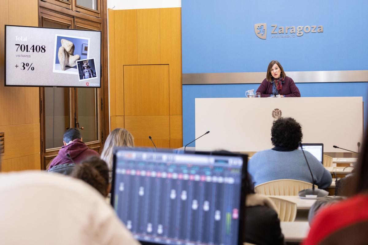 Sara Fernández, este martes en el Ayuntamiento de Zaragoza.