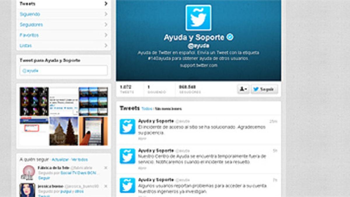 Página de Ayuda y Soporte de Twitter en español.