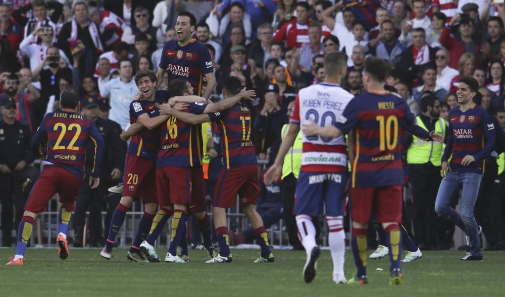 Celebració dels jugadors del Barça al final del partit