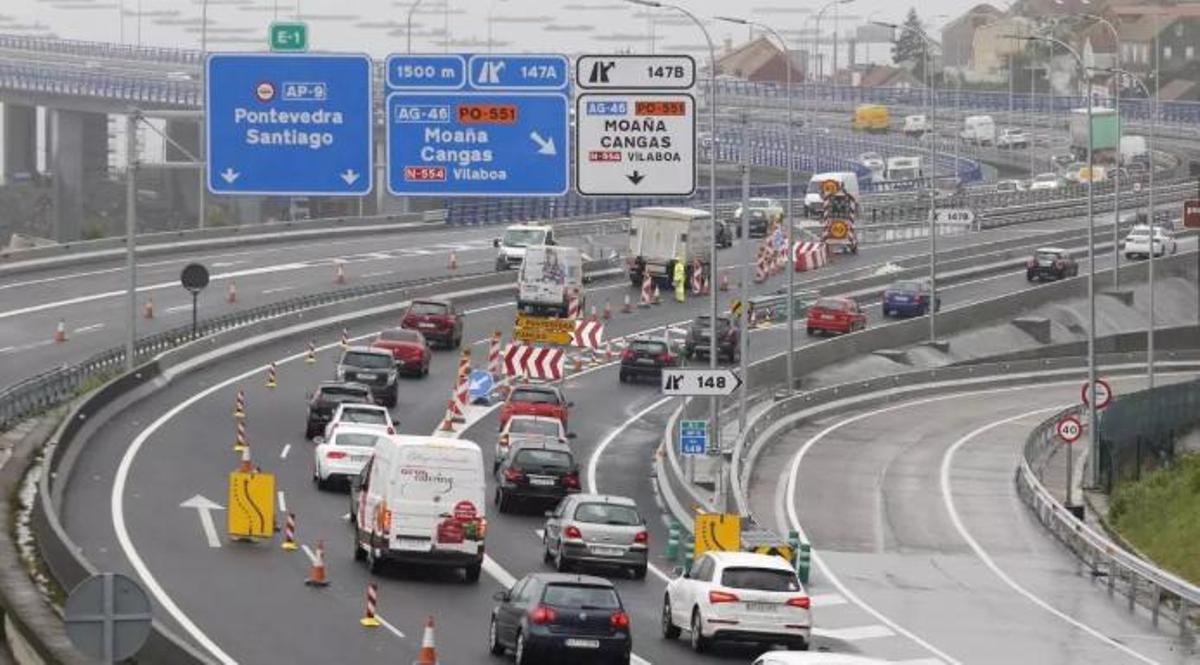 Atascos durante las obras de Rande