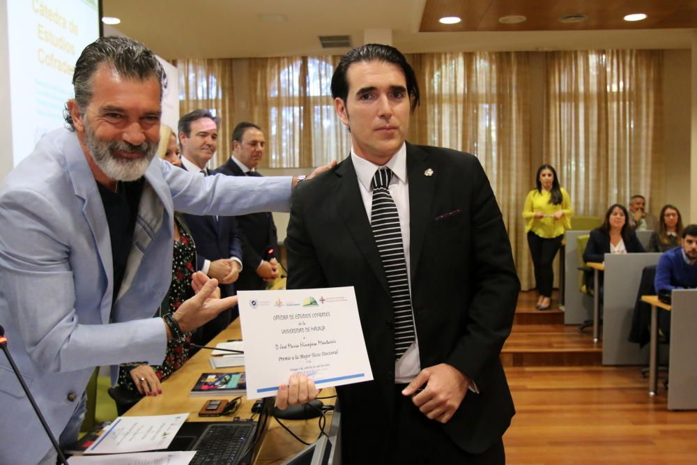 Antonio Banderas, en la presentación de la Cátedra de Estudios Cofrades de la UMA