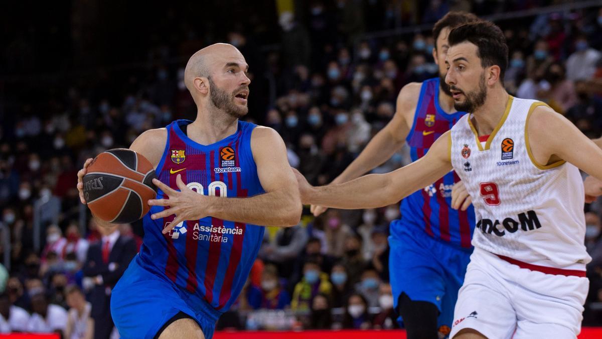 Calathes, en una acción del partido ante Westermann, del Mónaco