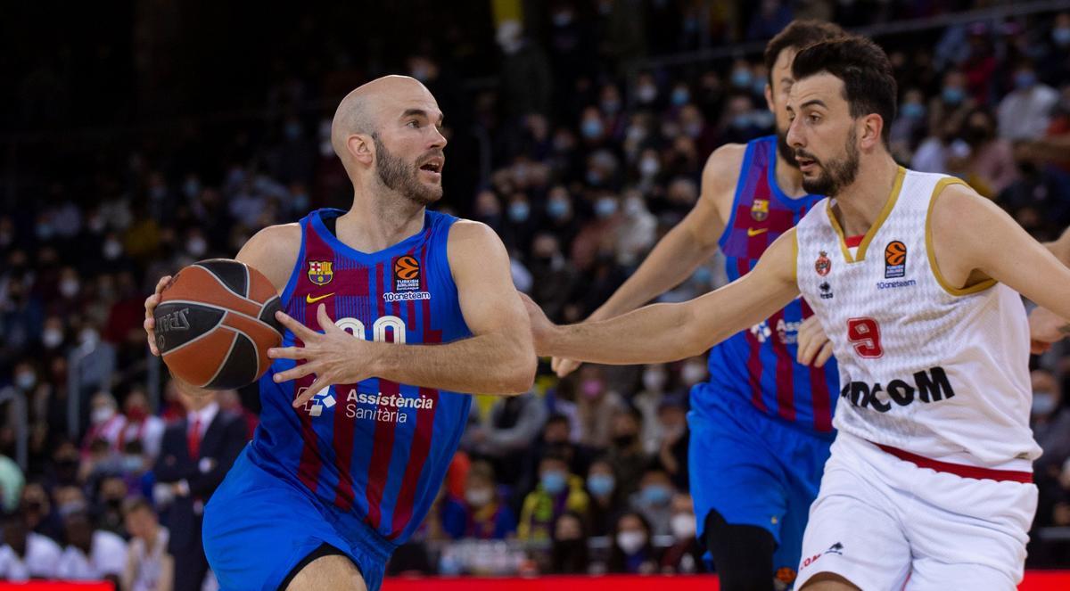 Calathes, en una acción del partido ante Westermann, del Mónaco