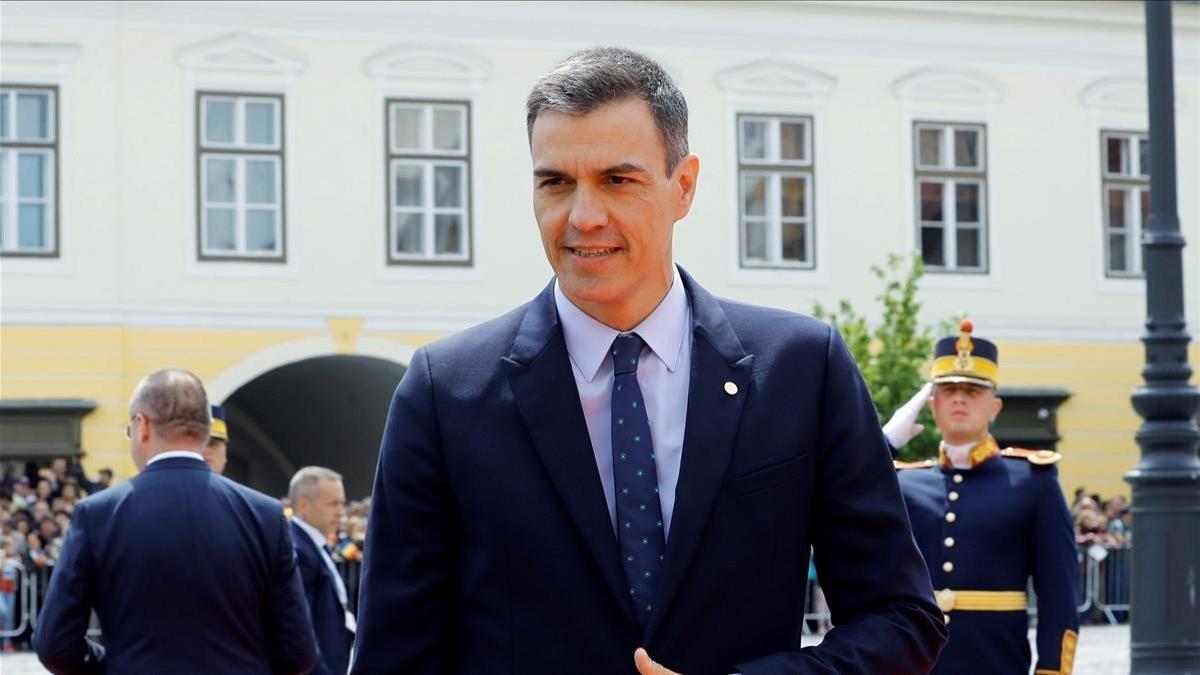 Pedro Sánchez, a su llegada a Sibiu (Rumanía) para una cumbre informal de la UE